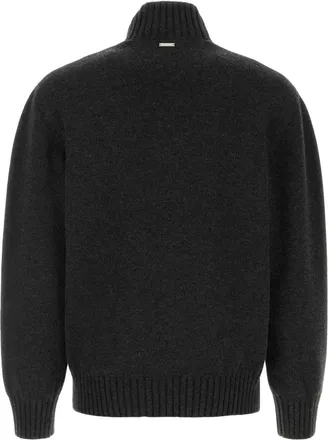 Ferragamo Mens Slate Cashmere Blend Sweater Leadgreymelange Ws-Pa-Pu Maglie