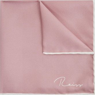 Reiss Pink Plain Silk Pocket Square, 32x32cm