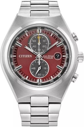 Citizen Super Titanium Chronograph Red Dial Mens Watch CA7090-52X