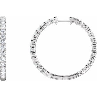 Diamond2Deal 4ct Lab-Grown Diamond Inside-Outside Hinged Hoop Earrings Clarity VS, Color F-G, 14k Gold