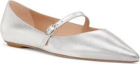 Stuart Weitzman Emilia Mary Jane Flat in Silver/silver at Nordstrom Rack, Size 6