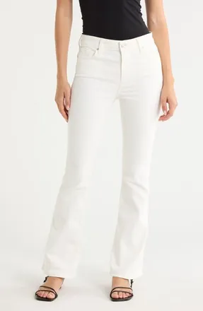 Paige Laurel Canyon High Waist Flare Leg Jeans in Tonal Ecru at Nordstrom, Size 32