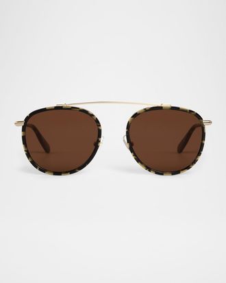 Krewe Chartres Acetate & Stainless Steel Aviator Sunglasses