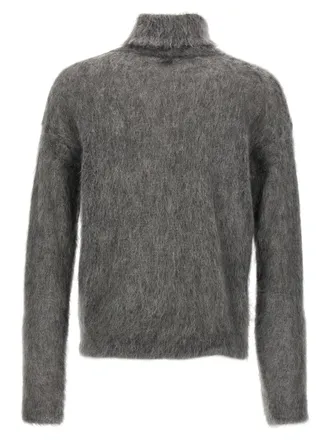 Saint Laurent Mohair Blend Turtleneck Sweater - Gray