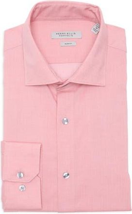 Perry Ellis Luxe Slim Fit Solid Dress Shirt in Watermelon at Nordstrom Rack, Size 15 - 34/35