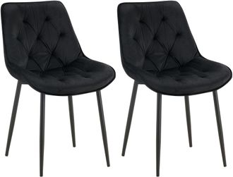 Clp Lote De 2 Sillas De Comedor Terciopelo Wallace Negro