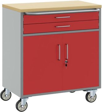 vidaXL Vidaxl - Banco De Trabajo Con Caj&oacute;n Rojo Y Gris 75 X 45 X 85 Cm