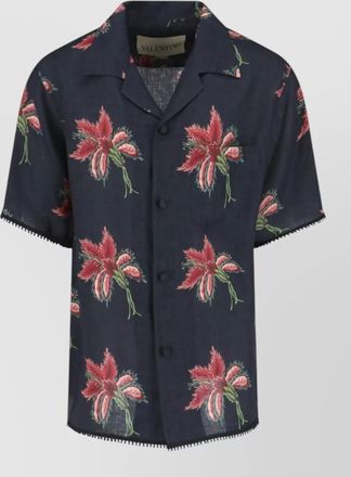 Valentino linen floral print bowling shirt