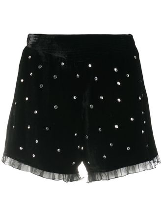 Philosophy di Lorenzo Serafini crystal-embellished velvet shorts - Black