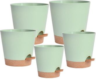OEM Macetas De Pl&aacute;stico, De 18/16,5/15,5/14/12,5 Cm, Con Autorriego Y Plato, Ideales Para Interiores Y Exteriores, Balcones Y Jardines