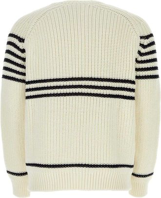 Loewe Mens Ivory Wool Blend Sweater Offwhitenavy Exterior: Acetate Maglieria