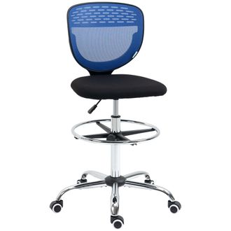 Vinsetto Draughtsman Chair - Tall Office Chair with Lumbar Support - Blue | TJ Hughes