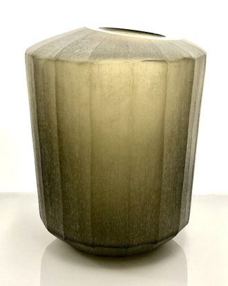 BIDKhome Bidkhome Vase Long Vertical Flat Cut Stone Finish