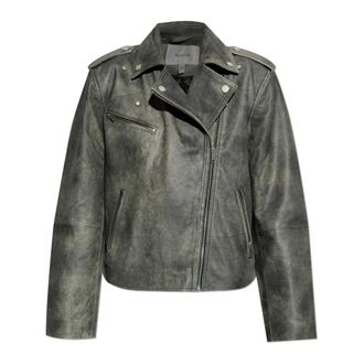 Gestuz Leather Jackets, female, Gray, M, Leather jacket Gznaomi