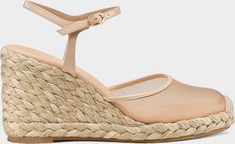 Stuart Weitzman 100mm Bareitall Mesh Espadrille Wedge Sandals