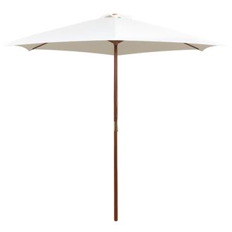 vidaXL Sombrilla Con Palo De Madera Blanco Crema 270x270 Cm Vidaxl