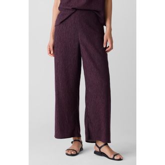 Eileen Fisher Crinkled High Waist Ankle Wide Legs in Blackberry at Nordstrom Rack, Size Medium