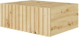 Selsey Selsey - Telire - Mesita de noche colgante con cajón y frente con lamas, 50 cm - Roble Artisan