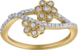 LuvMyJewelry Golden Blossom 0.30 Ct Natural Diamond 10K Gold Ring