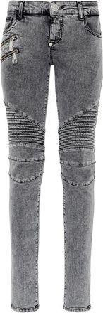 Philipp Plein Denim Broek Lage Taille Biker - Dames - Skinny Jeans - Grijs - W28 - Denim - Jeans