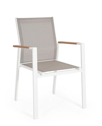 BIZZOTTO Silla de aluminio y textilene efecto madera blanca