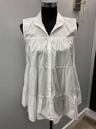 0039 Italy White Ruffled Blouse