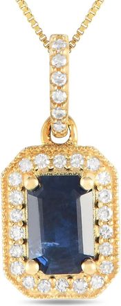 Luxury Bazaar Collana in oro giallo 14 carati con pendente zaffiro e diamanti