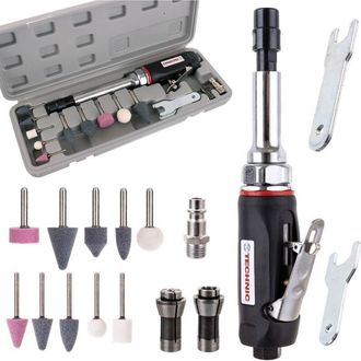 OEM Amoladora Neum&aacute;tica De V&aacute;stago Recto, Juego De Piedras De 6 Mm, Estuche