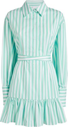 Patou Ruffled Mini Shirt Dress in Cotton-poplin Size XL