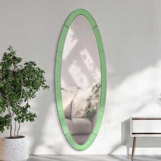 Dmora Espejo Trakai, Forma Oval, Tipo De Pared, Estructura Transparente, 55x150h Cm Verde