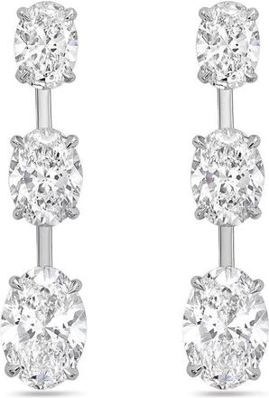 Diana M. Jewels 14kt White Gold 20ct Lab Grown Graduated Oval Diamond Drop Earrings with Bar Spacing