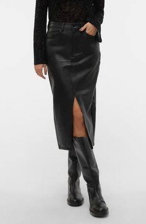 Vero Moda Veri High Waist Faux Leather Skirt in Black at Nordstrom Rack, Size X-Large