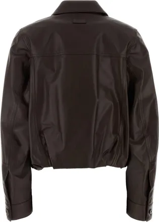 Loewe Womens Chocolate Leather Jacket Dark Brown Giacche Pelle