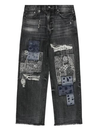 A Bathing Ape patchwork frayed loose-fit jeans - men - Cotton - L