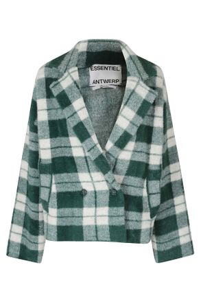 Essentiel Forest Whisper Checkered Double-Breasted Cardigan