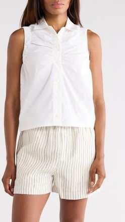 Rag & Bone Georgina Ruched Button-Up Shirt in White at Nordstrom Rack, Size Xx-Small