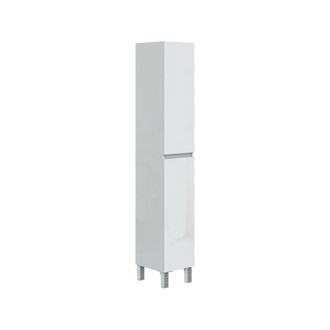 Dmora Dmora - Armario De Columna Pifer, Mueble Alto Para Ba&ntilde;o O Cocina, Armario Alto Multifuncional, Gabinete Multiusos, 30x35 H182 Cm, Blanco Brillante
