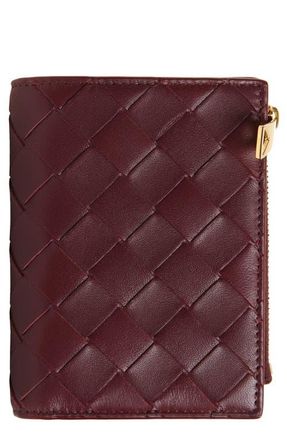 Bottega Veneta Small Intreccio Bifold Leather Wallet in 2247 Barolo-Gold at Nordstrom