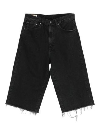Levi's 478 Baggy Capri denim shorts met franje afwerking - Zwart