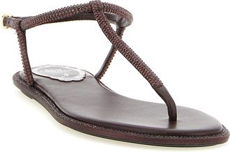 Rene Caovilla Womens Brown Viscose Flat Sandals
