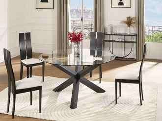 Vente-Unique Tavolo da pranzo 4 posti Legno e in vetro temperato - CENTAURI