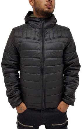 Generic Threadbare Mens Hooded Puffer Quilted Padded Designer Urban Jacket, Black (UK, Alpha, XL, Regular, Regular)