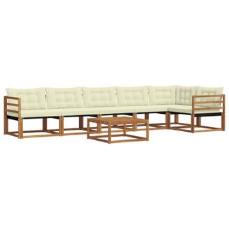 vidaXL Conjunto De Sof&aacute;s De Exterior Con Coj&iacute;n 7 Pcs Natural Y Crema Vidaxl
