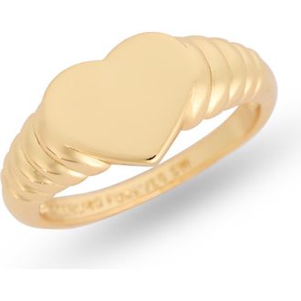 Sterling Forever Kayla Heart Shaped Signet Ring in Gold at Nordstrom Rack, Size 6