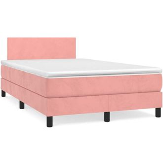 vidaXL Vidaxl - Cama Box Spring Con Colch&oacute;n Terciopelo Rosa 120x190 Cm