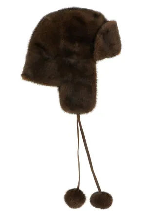 Lou Andr&eacute;a Mink Fur-Effect Aviator Hat - Brown