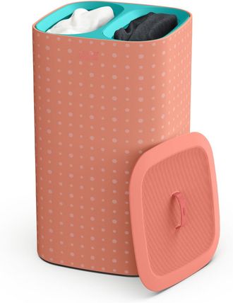 Joseph Joseph Tota Pop - Cesto Separatore Porta Biancheria Bucato, 60 Litri, Con Coperchio, 2 Sacchi Rimovibili Con Manici, Corallo/turchese