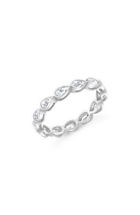 Crislu Pear-Cut Cubic Zirconia Eternity Band Ring in Pure Platinum /Clear Stone at Nordstrom, Size 8