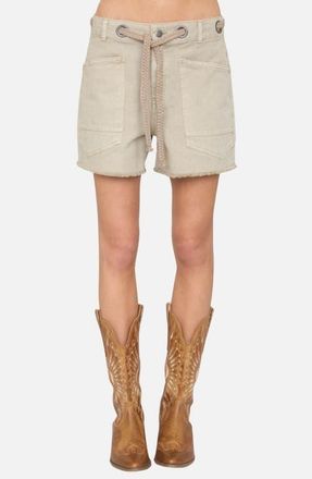 J.O.A. Drawstring Denim Shorts in Stone at Nordstrom, Size Medium