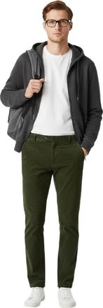 Generic Mens Corduroy Classic & Business Work Dress Flat Front Straight Fit Formal Office Pants with Pockets UK (UK, Waist & Inseam, 34, 27, Olive Green)